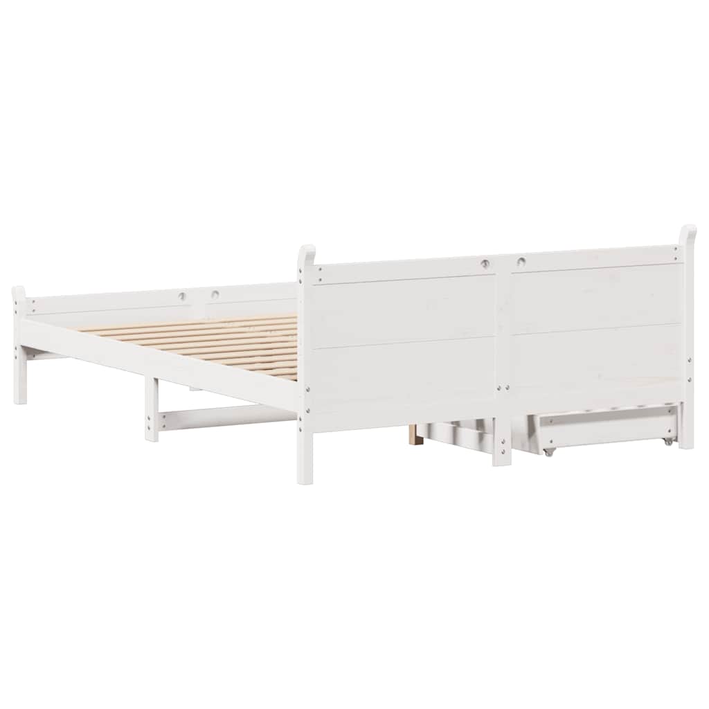 Cadre de lit sans matelas blanc 140x190 cm bois de pin massif - XIOS