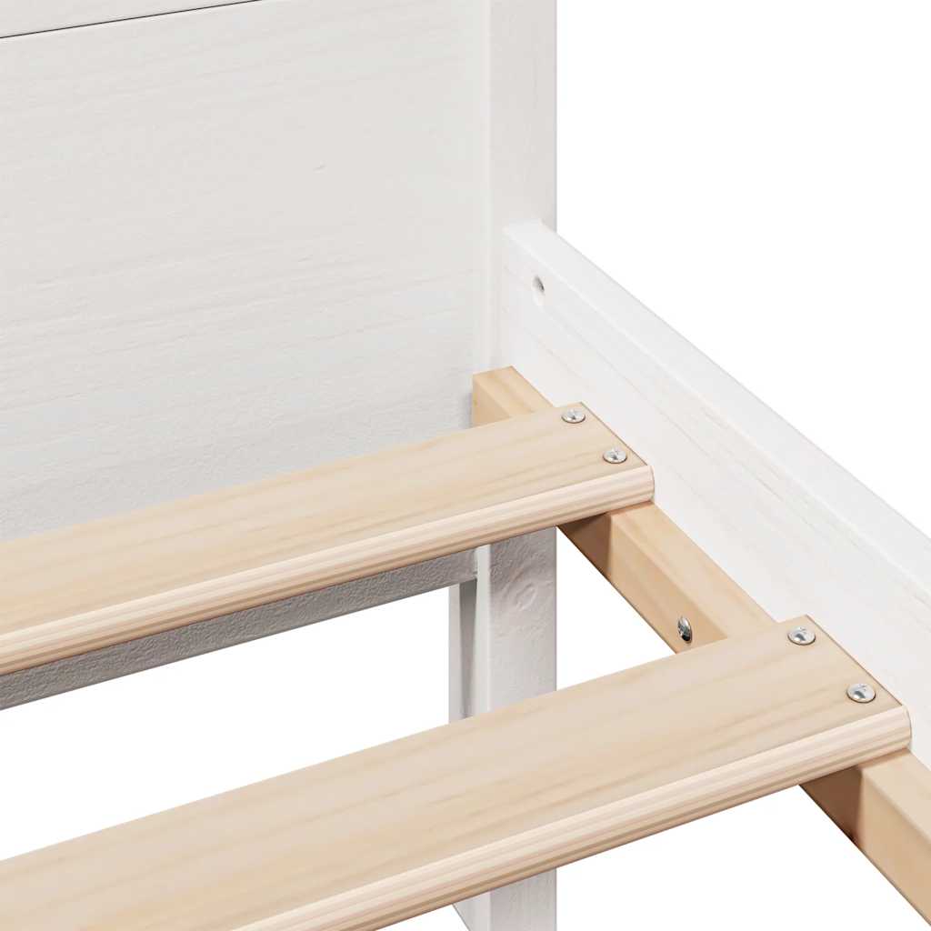 Cadre de lit sans matelas blanc 140x190 cm bois de pin massif - XIOS