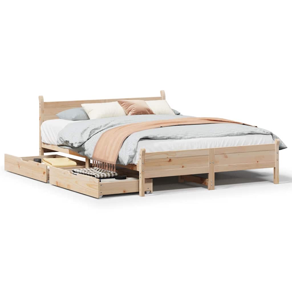 Cadre de lit sans matelas 135x190 cm bois de pin massif - XIOS