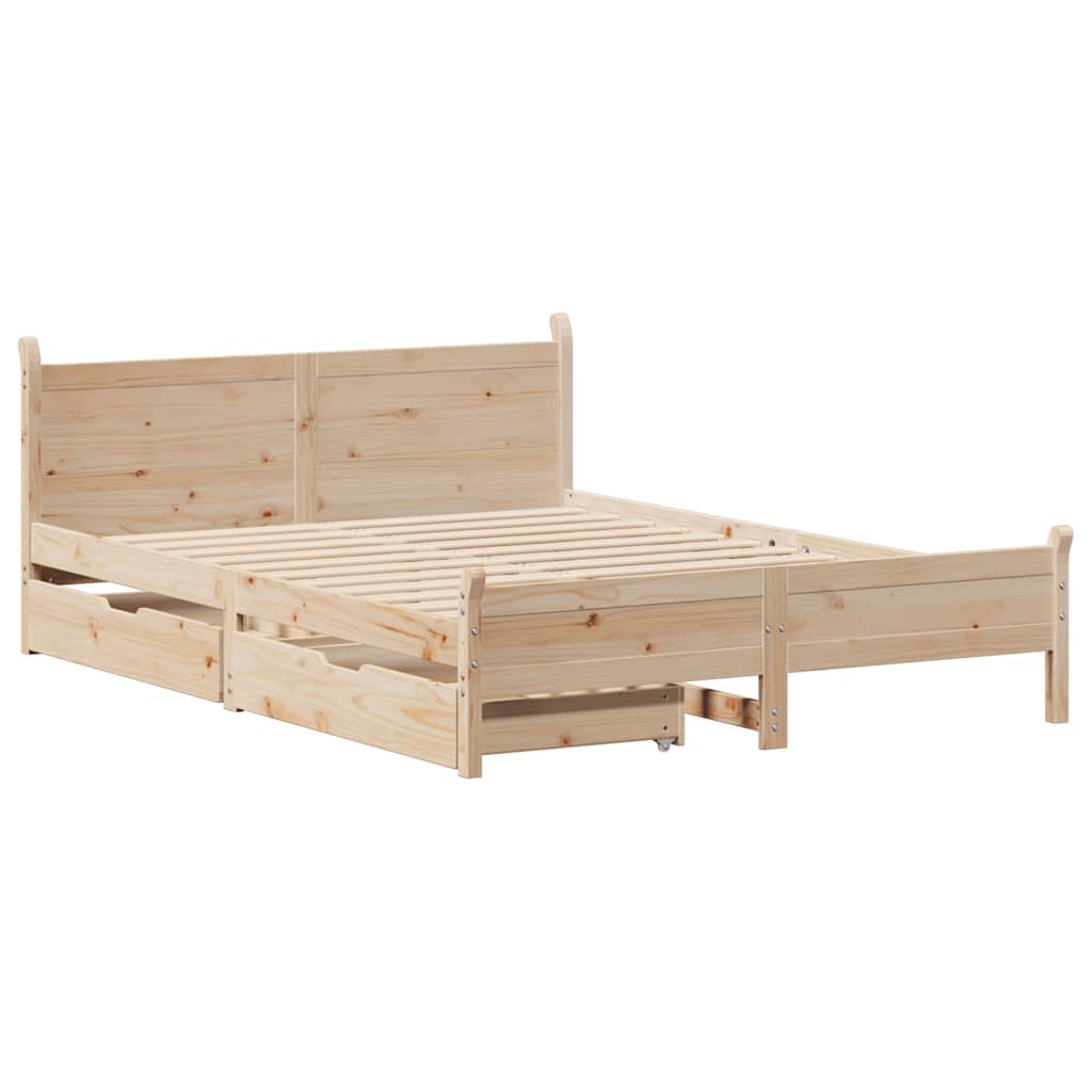 Cadre de lit sans matelas 135x190 cm bois de pin massif - XIOS