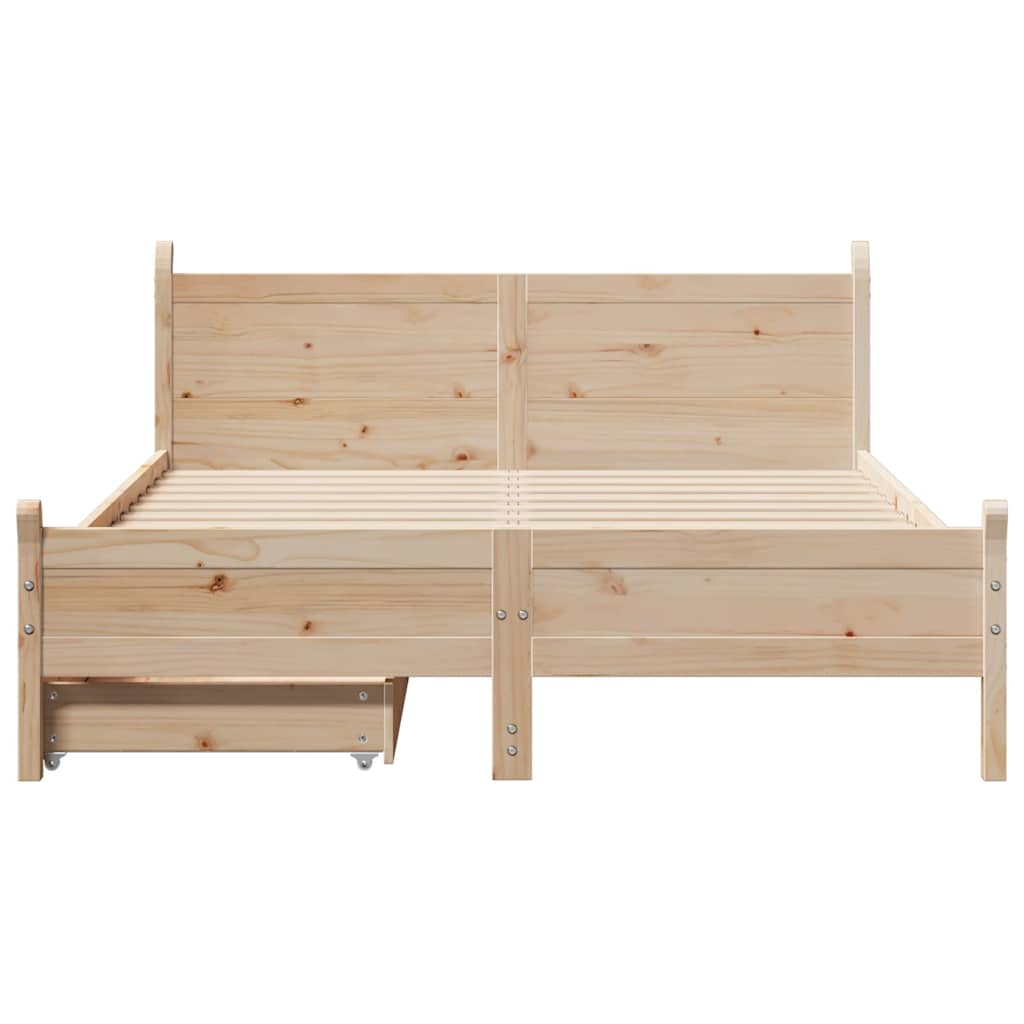 Cadre de lit sans matelas 135x190 cm bois de pin massif - XIOS