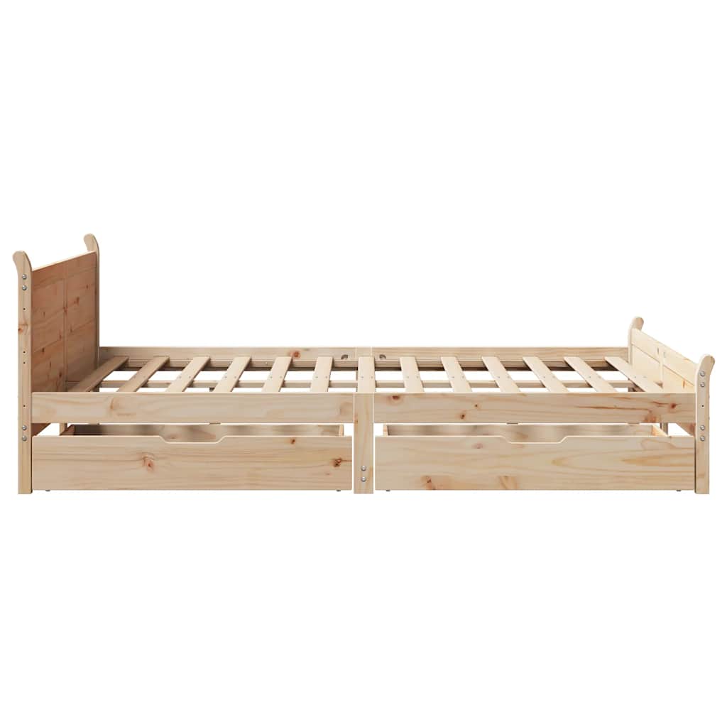 Cadre de lit sans matelas 135x190 cm bois de pin massif - XIOS