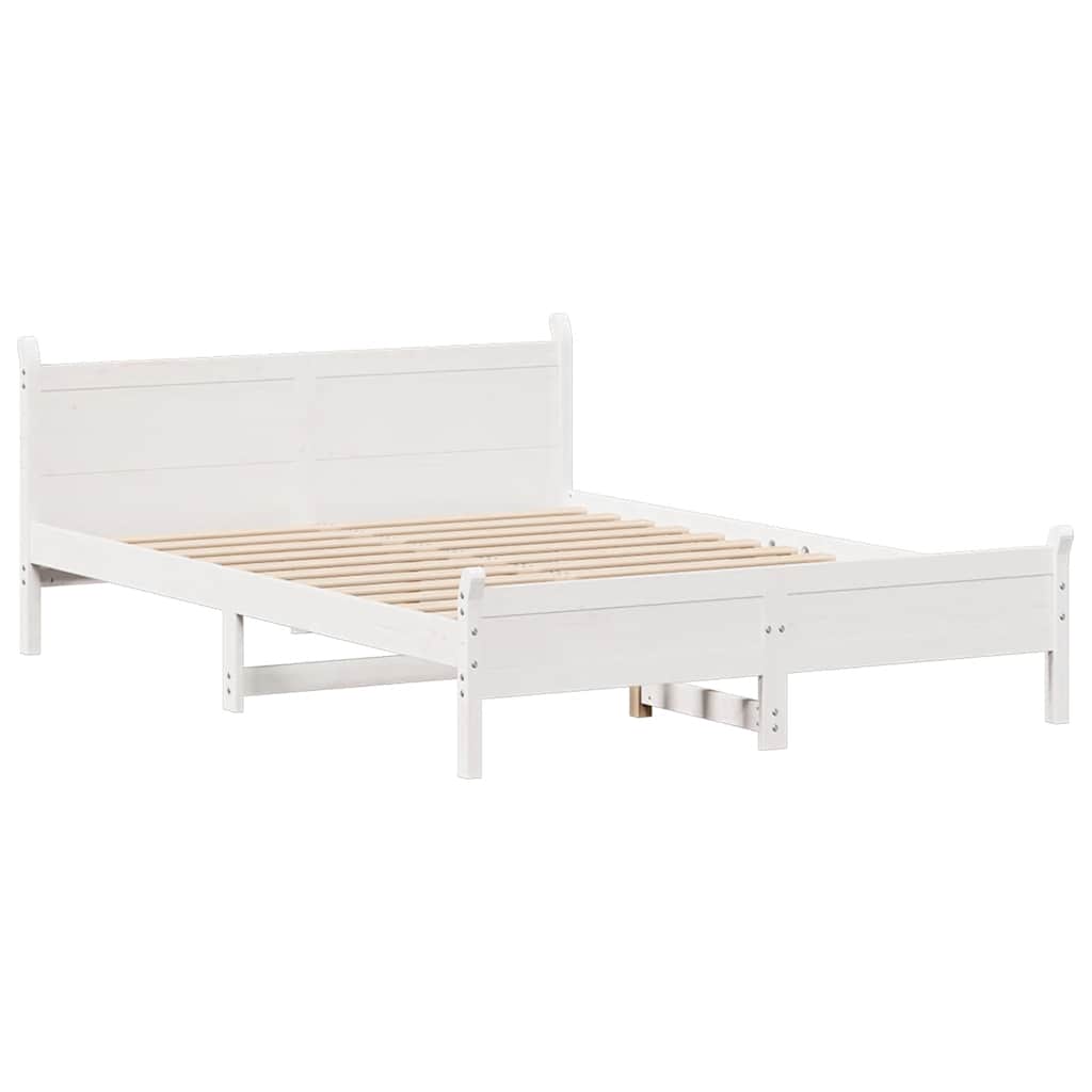 Cadre de lit sans matelas blanc 135x190 cm bois de pin massif - XIOS
