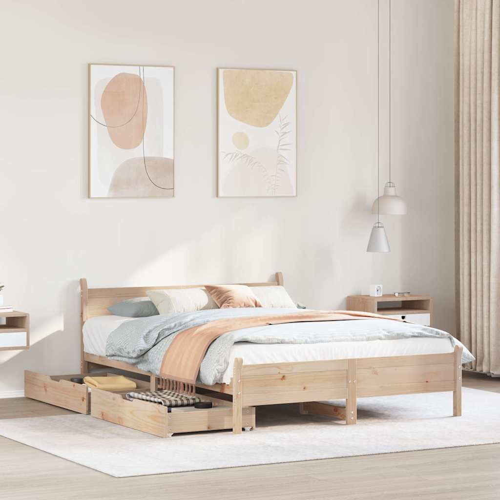 Cadre de lit sans matelas 120x190 cm bois de pin massif - XIOS