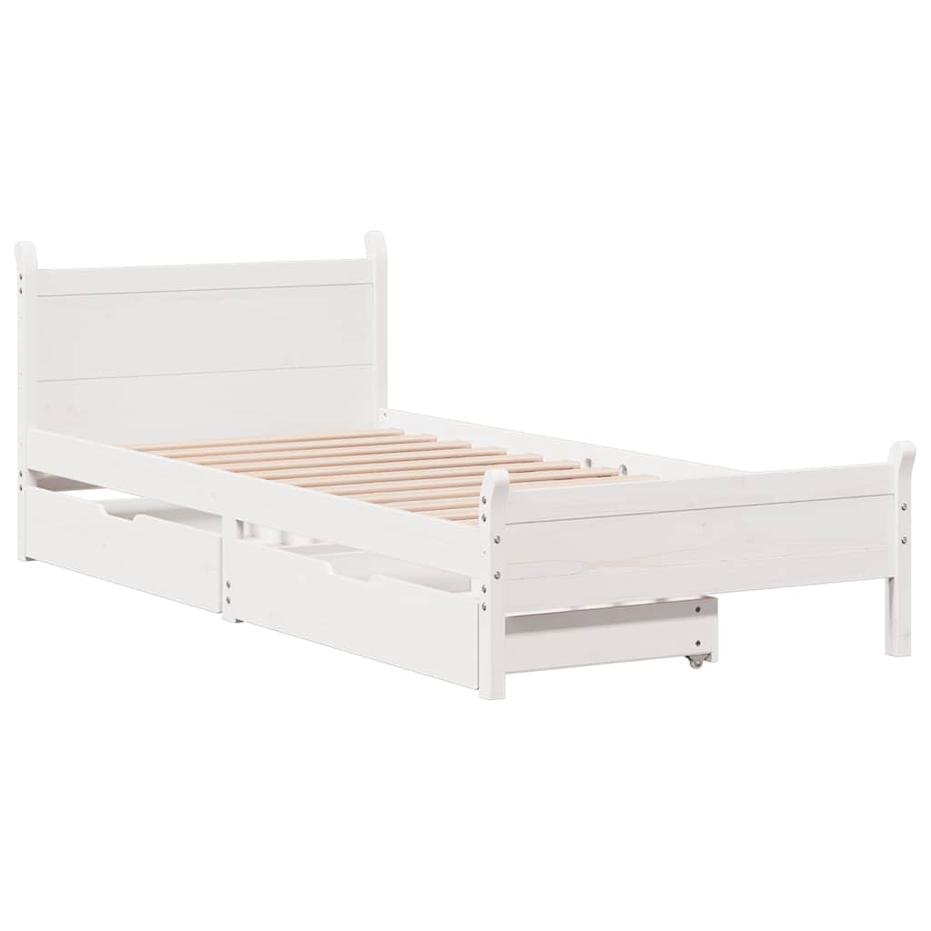Cadre de lit sans matelas blanc 90x190 cm bois de pin massif - XIOS
