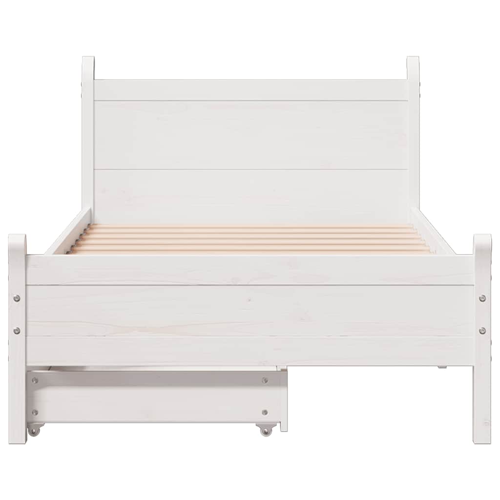 Cadre de lit sans matelas blanc 90x190 cm bois de pin massif - XIOS