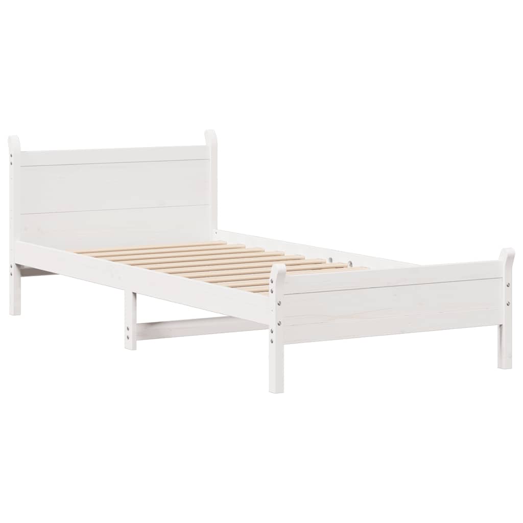 Cadre de lit sans matelas blanc 90x190 cm bois de pin massif - XIOS