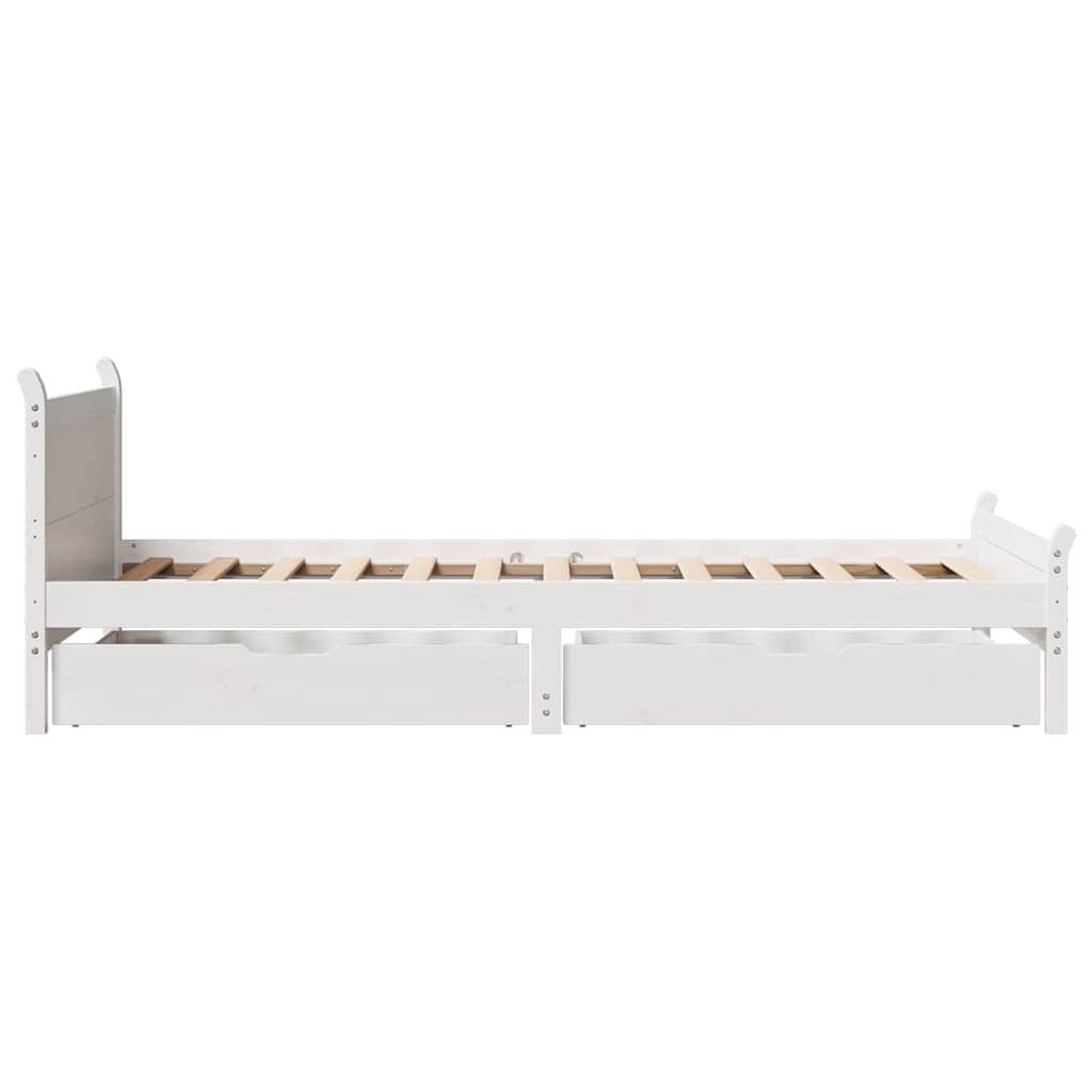 Cadre de lit sans matelas blanc 90x190 cm bois de pin massif - XIOS