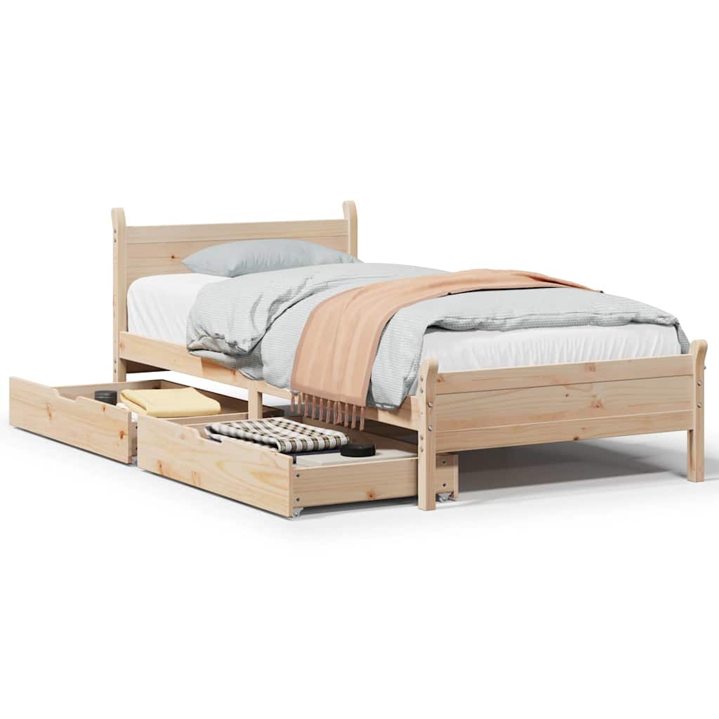 Cadre de lit sans matelas 75x190 cm bois de pin massif - XIOS