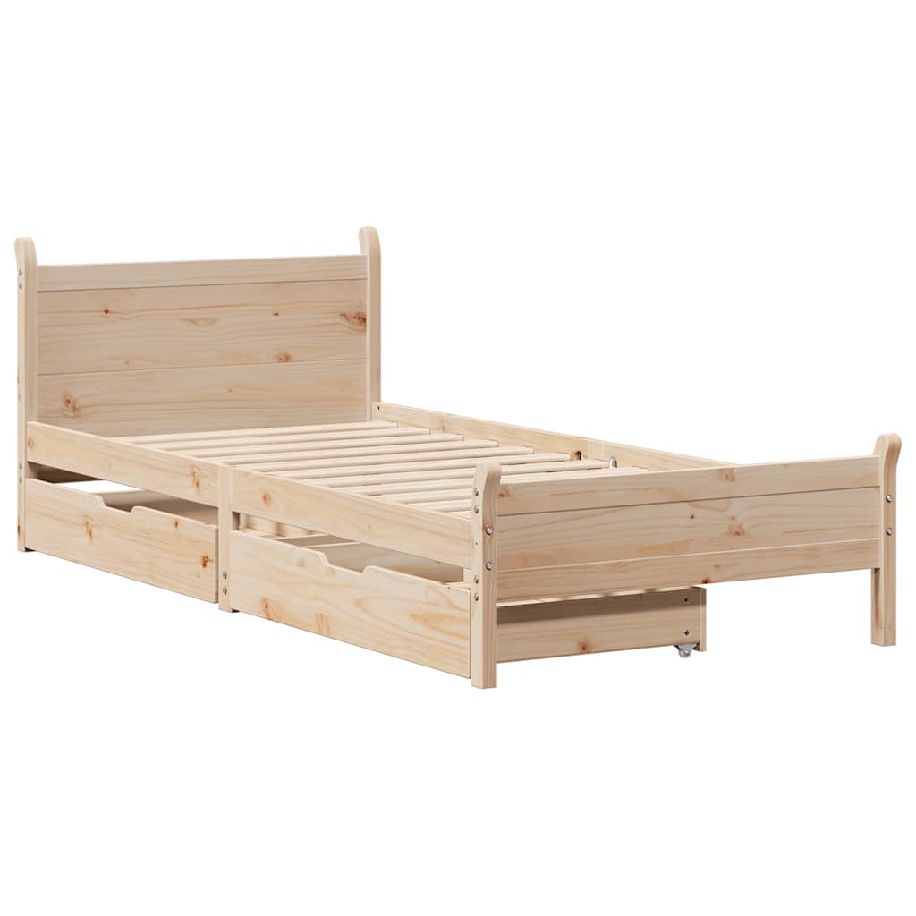 Cadre de lit sans matelas 75x190 cm bois de pin massif - XIOS