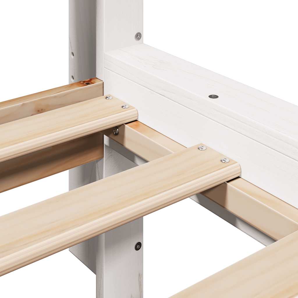 Lit bibliothèque sans matelas blanc 150x200 cm bois pin massif - XIOS