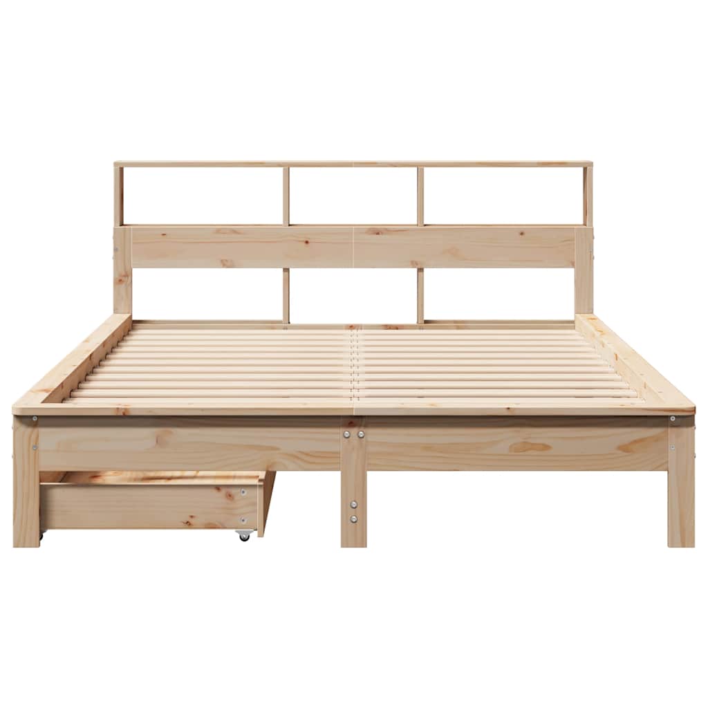 Lit bibliothèque sans matelas 140x190 cm bois de pin massif - XIOS