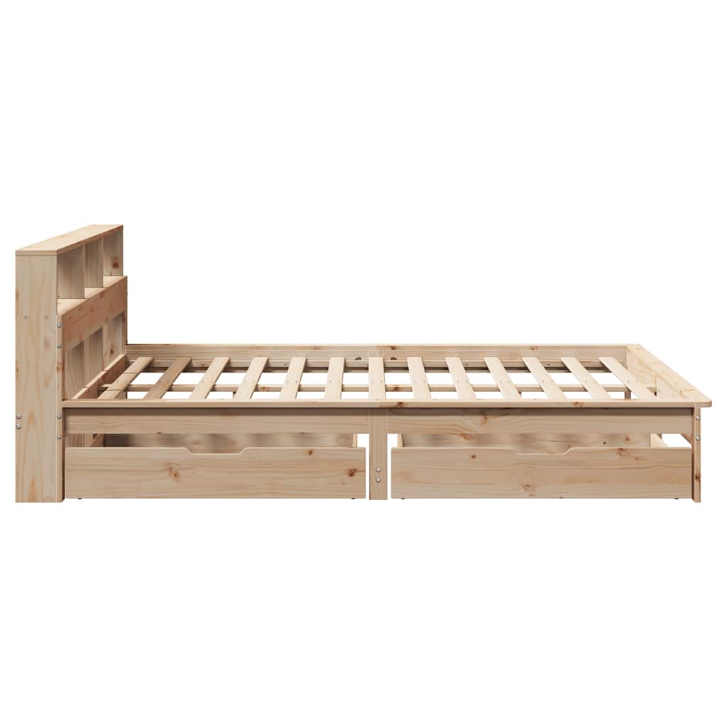 Lit bibliothèque sans matelas 140x190 cm bois de pin massif - XIOS