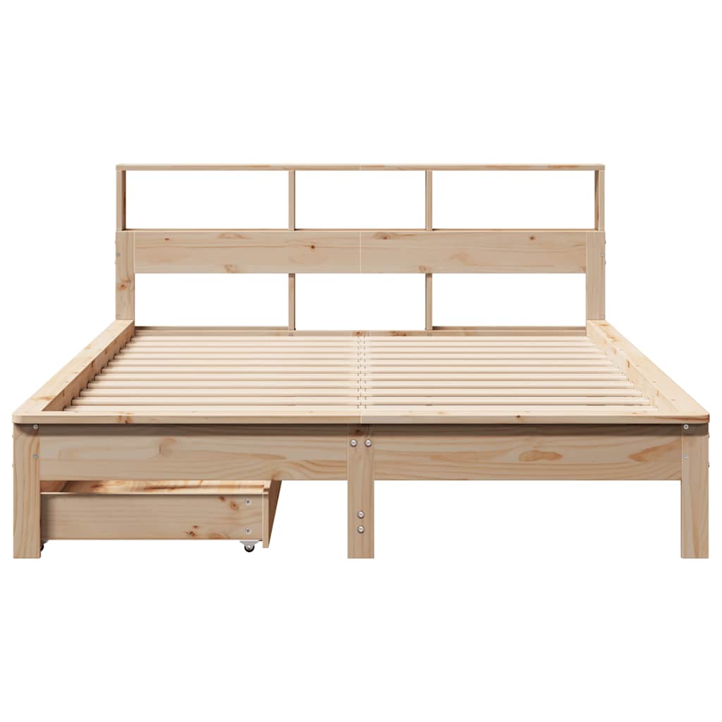 Lit bibliothèque sans matelas 135x190 cm bois de pin massif - XIOS