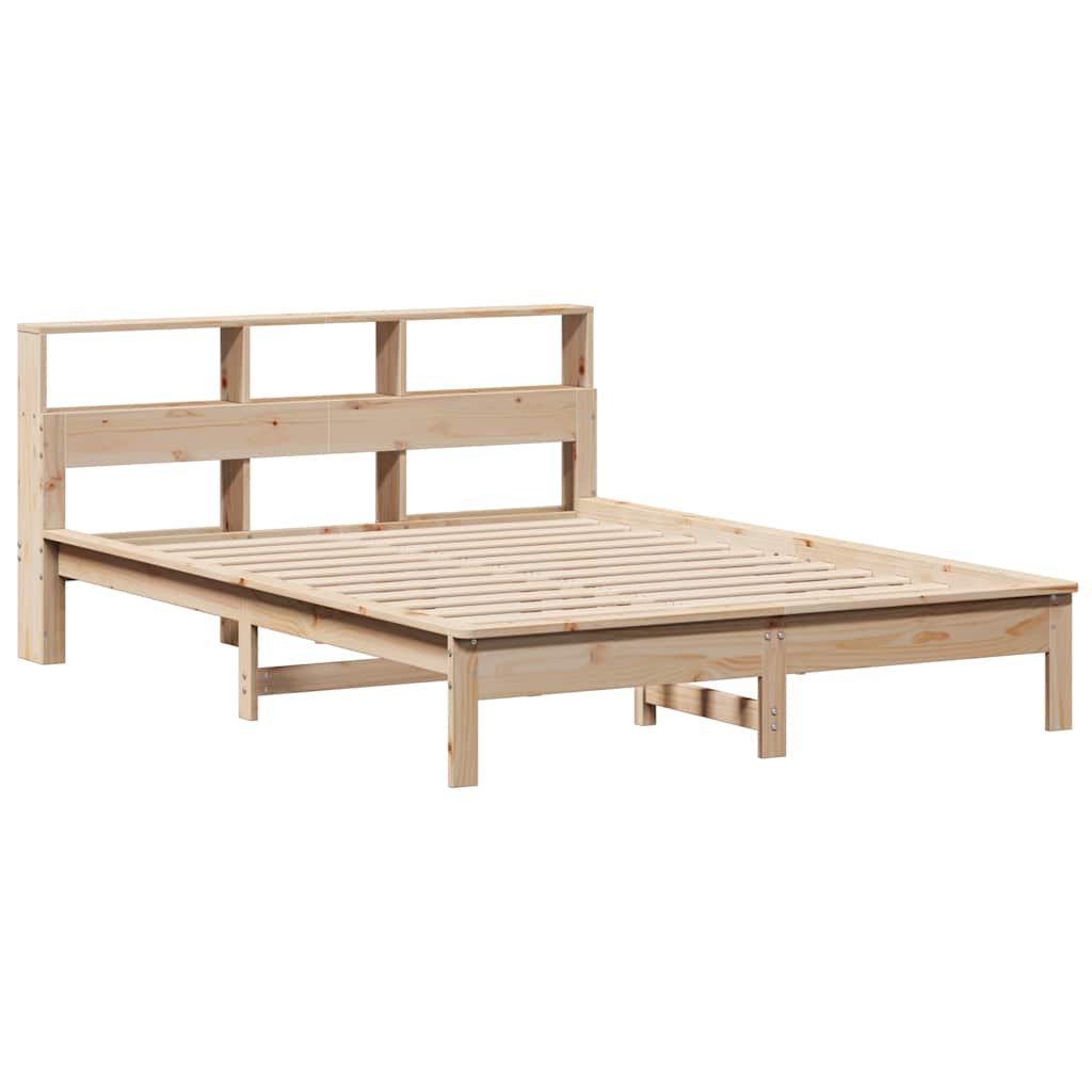 Lit bibliothèque sans matelas 135x190 cm bois de pin massif - XIOS
