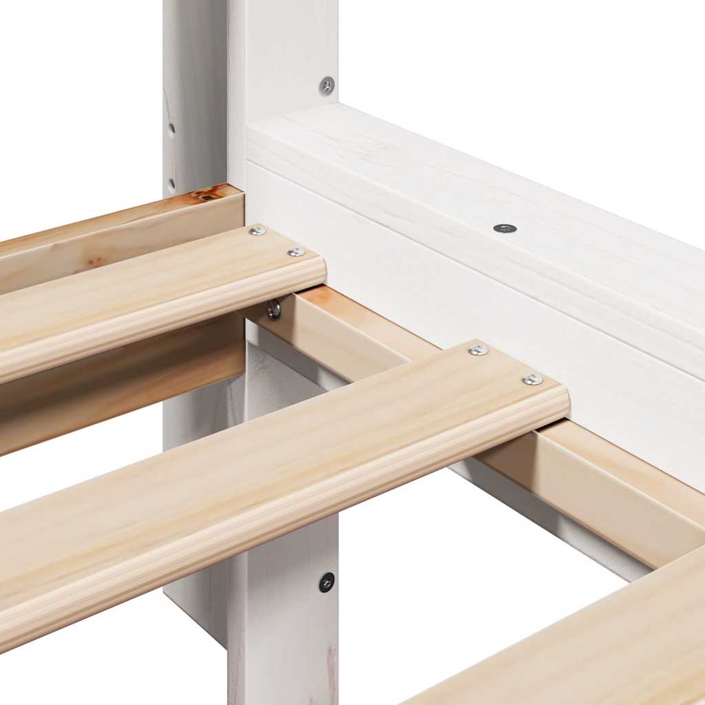 Lit bibliothèque sans matelas blanc 75x190cm bois de pin massif - XIOS