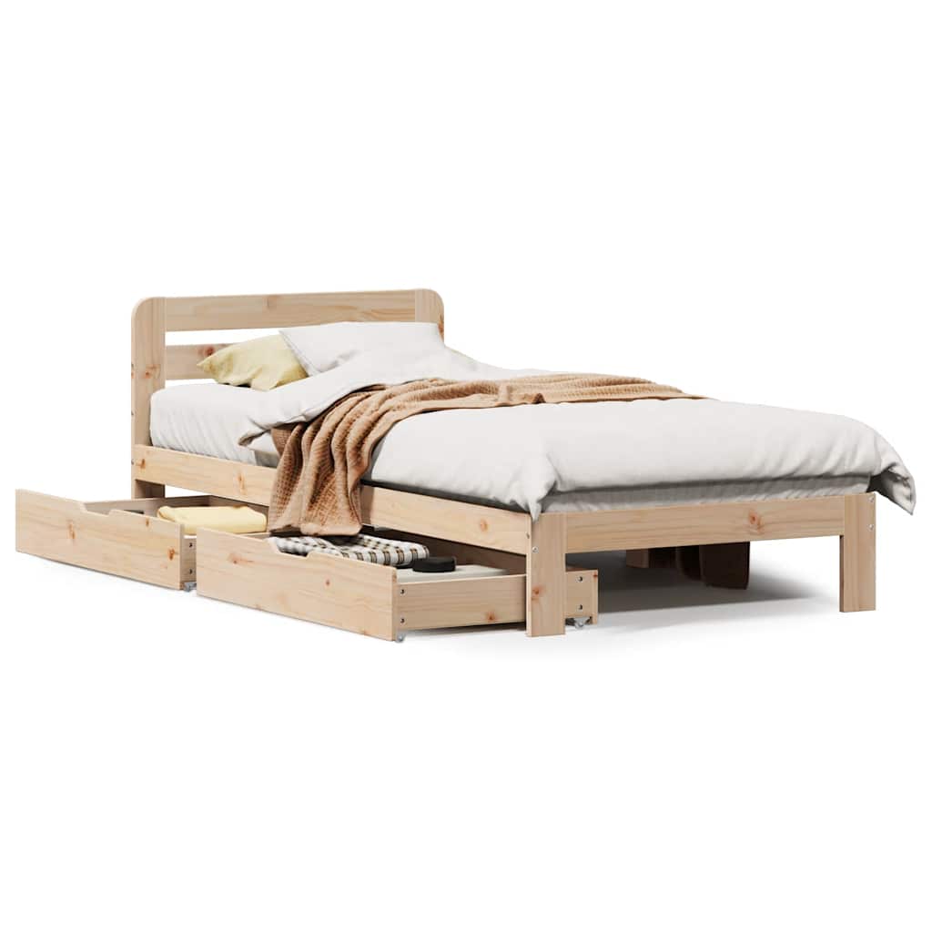 Cadre de lit sans matelas 90x200 cm bois de pin massif - XIOS