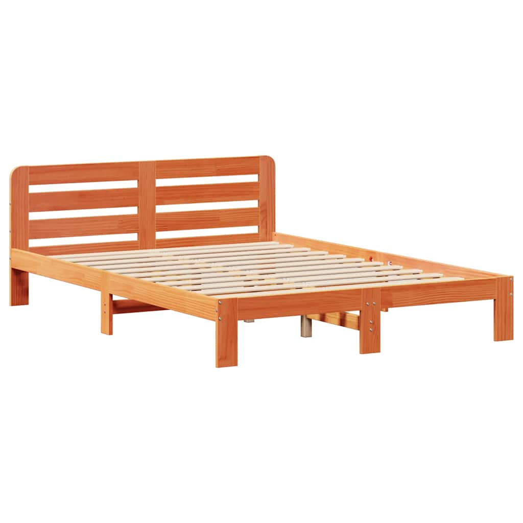 Cadre de lit sans matelas cire marron 120x200cm bois pin massif - XIOS