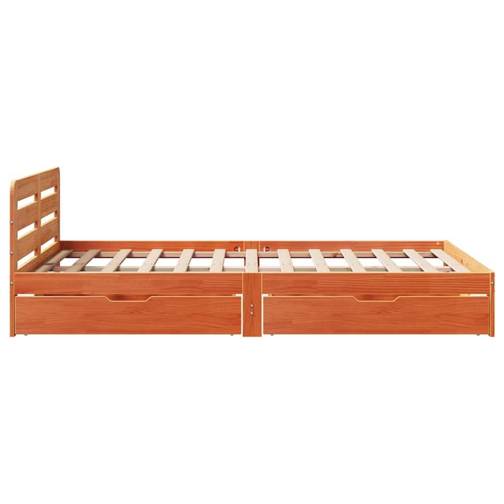 Cadre de lit sans matelas cire marron 140x200cm bois pin massif - XIOS