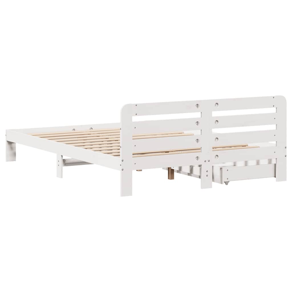 Cadre de lit sans matelas blanc 150x200 cm bois de pin massif - XIOS