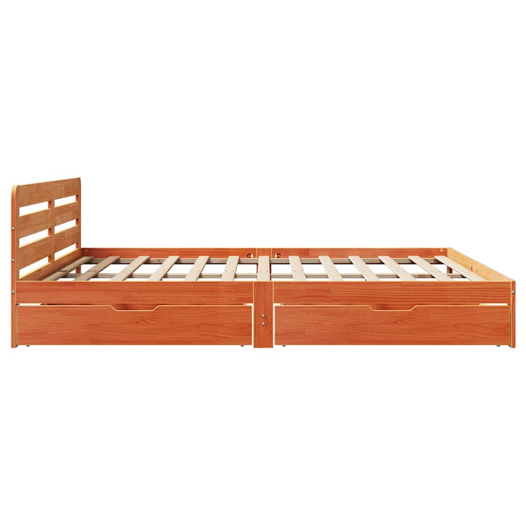 Cadre de lit sans matelas cire marron 180x200cm bois pin massif - XIOS