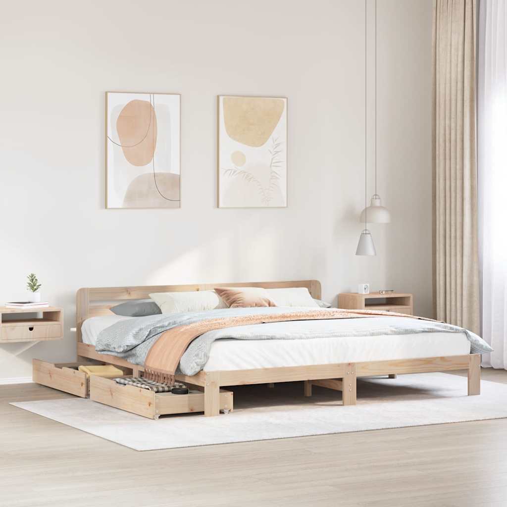 Cadre de lit sans matelas 200x200 cm bois massif de pin - XIOS