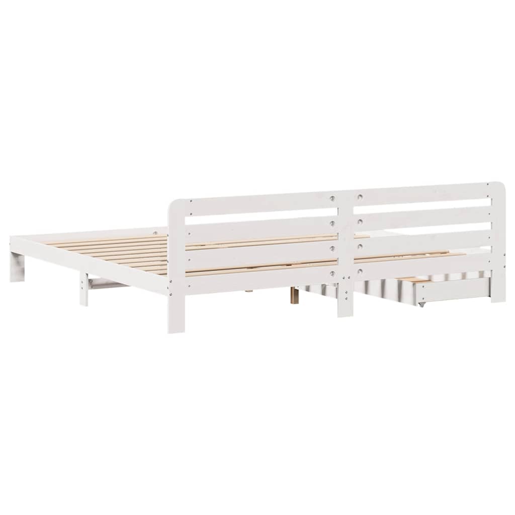 Cadre de lit sans matelas blanc 200x200 cm bois massif de pin - XIOS