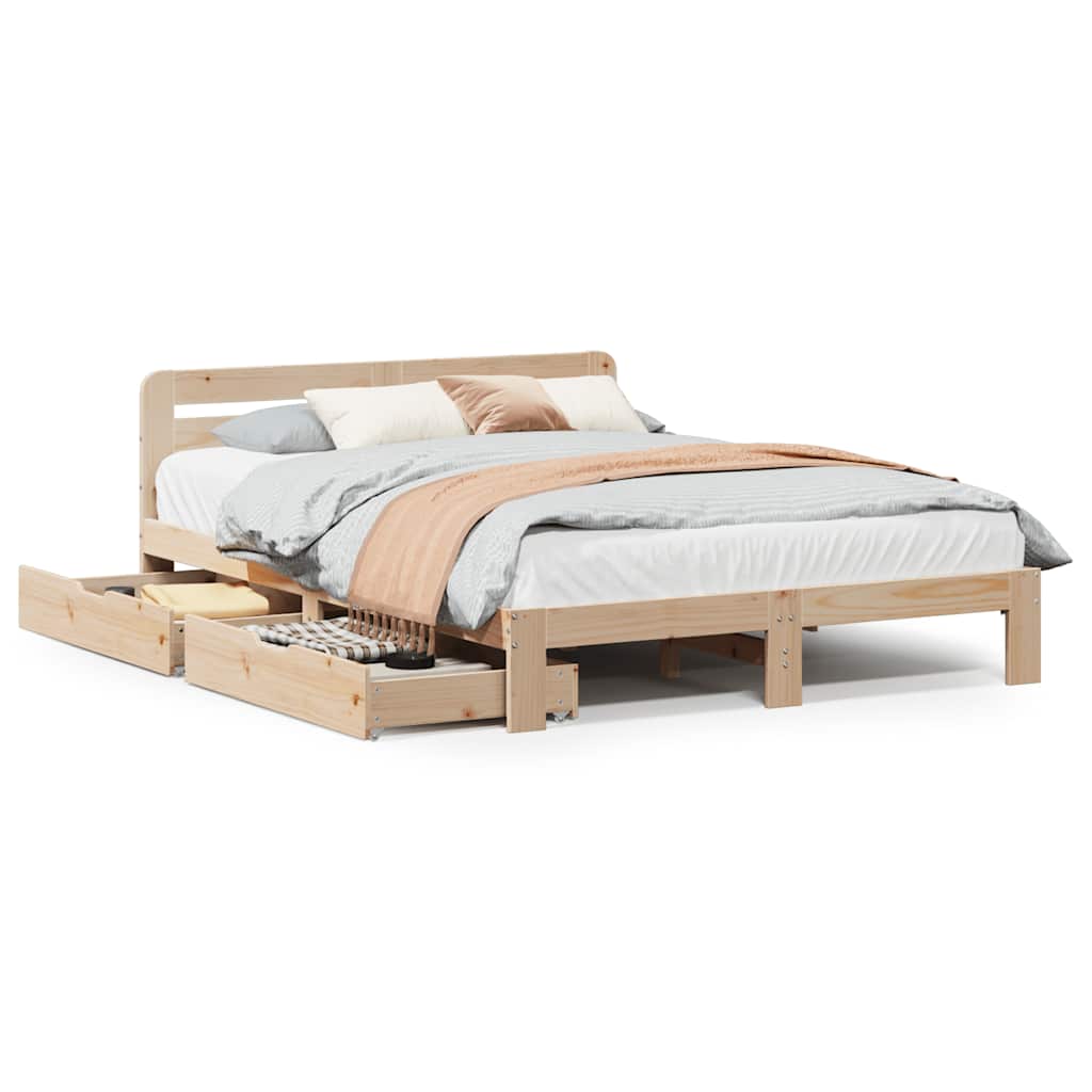 Cadre de lit sans matelas 135x190 cm bois de pin massif - XIOS