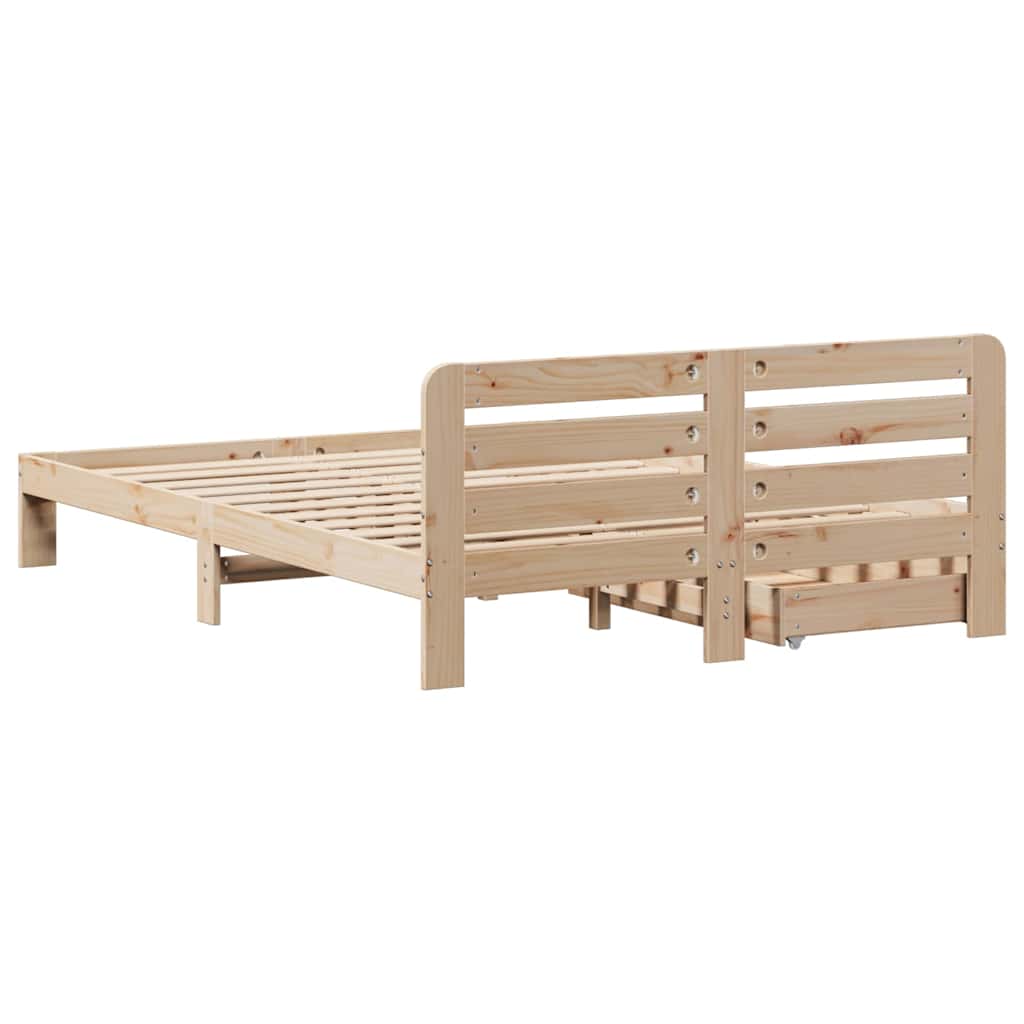 Cadre de lit sans matelas 135x190 cm bois de pin massif - XIOS