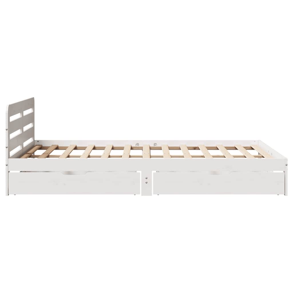 Cadre de lit sans matelas blanc 135x190 cm bois de pin massif - XIOS