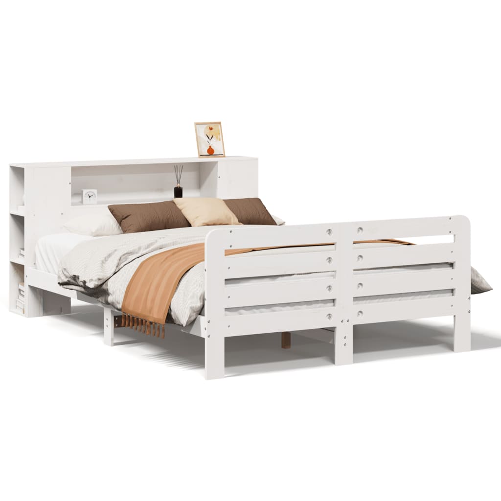 Cadre de lit sans matelas blanc 140x200 cm bois de pin massif - XIOS
