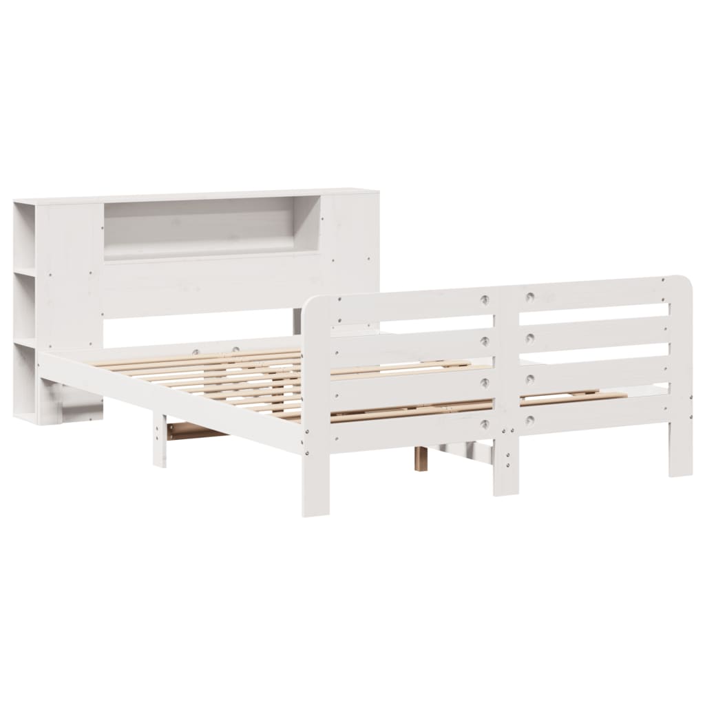 Cadre de lit sans matelas blanc 140x200 cm bois de pin massif - XIOS