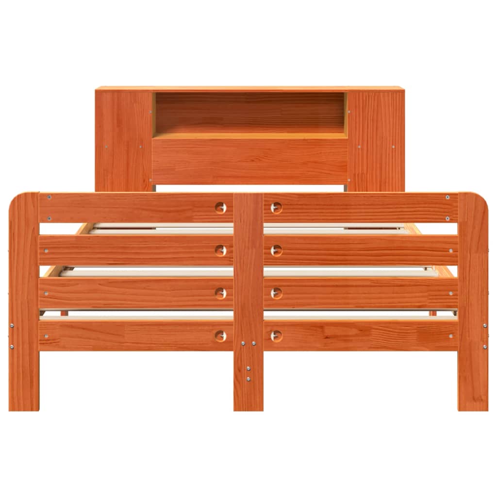 Cadre de lit sans matelas cire marron 140x200cm bois pin massif - XIOS