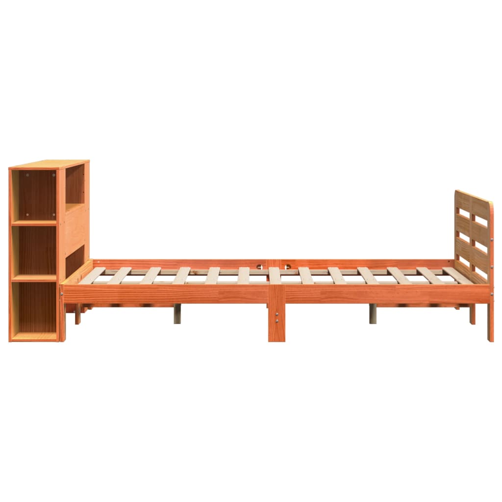 Cadre de lit sans matelas cire marron 140x200cm bois pin massif - XIOS