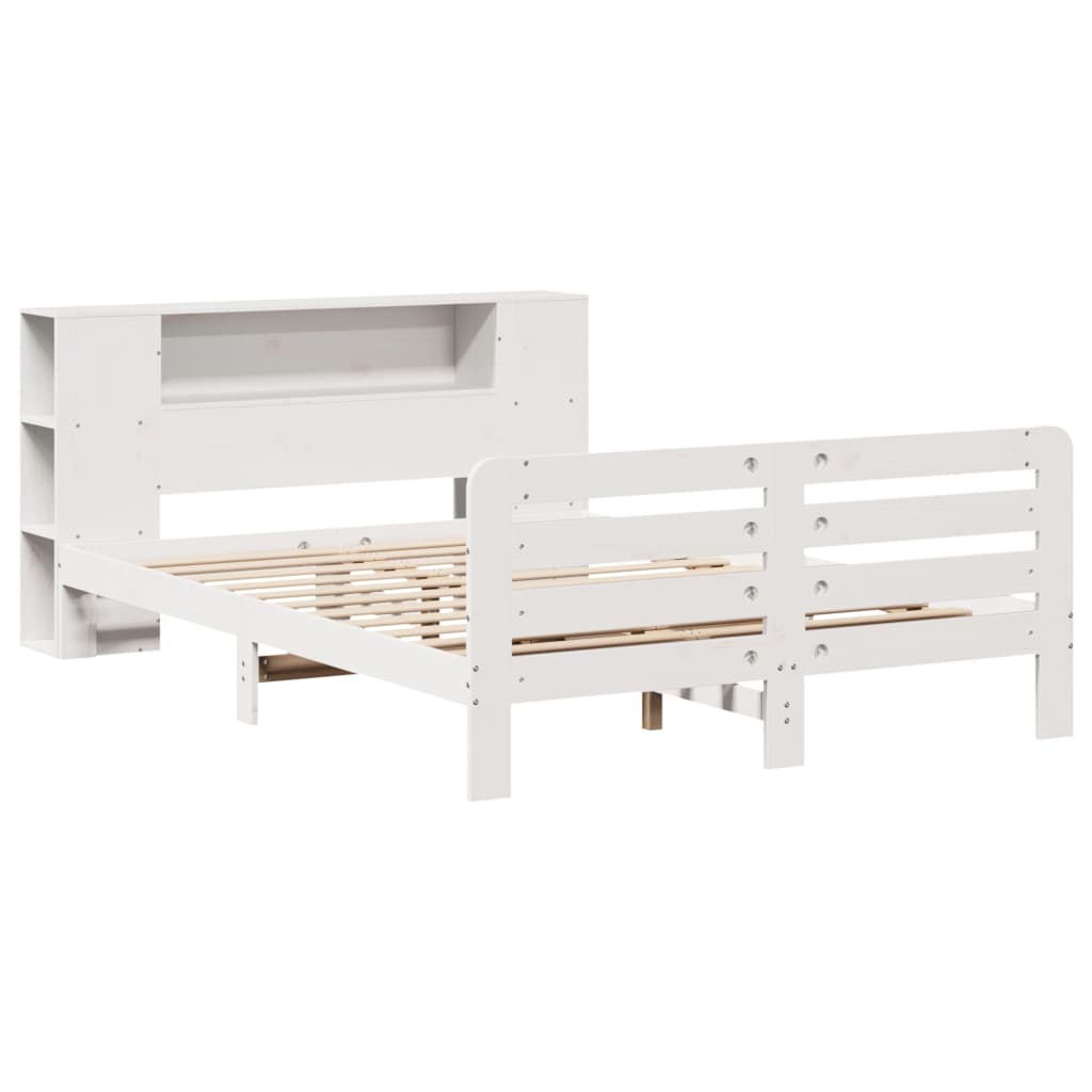 Cadre de lit sans matelas blanc 150x200 cm bois de pin massif - XIOS