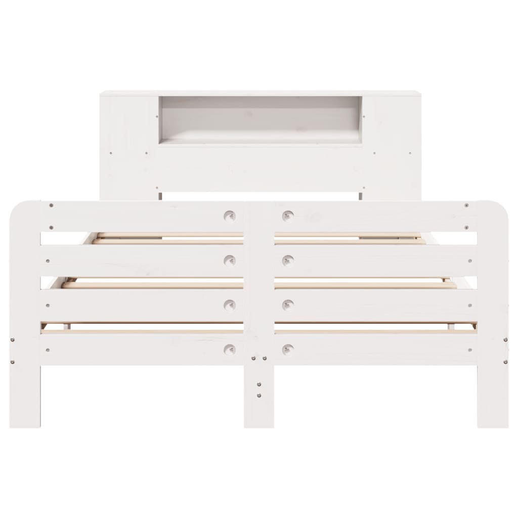 Cadre de lit sans matelas blanc 150x200 cm bois de pin massif - XIOS