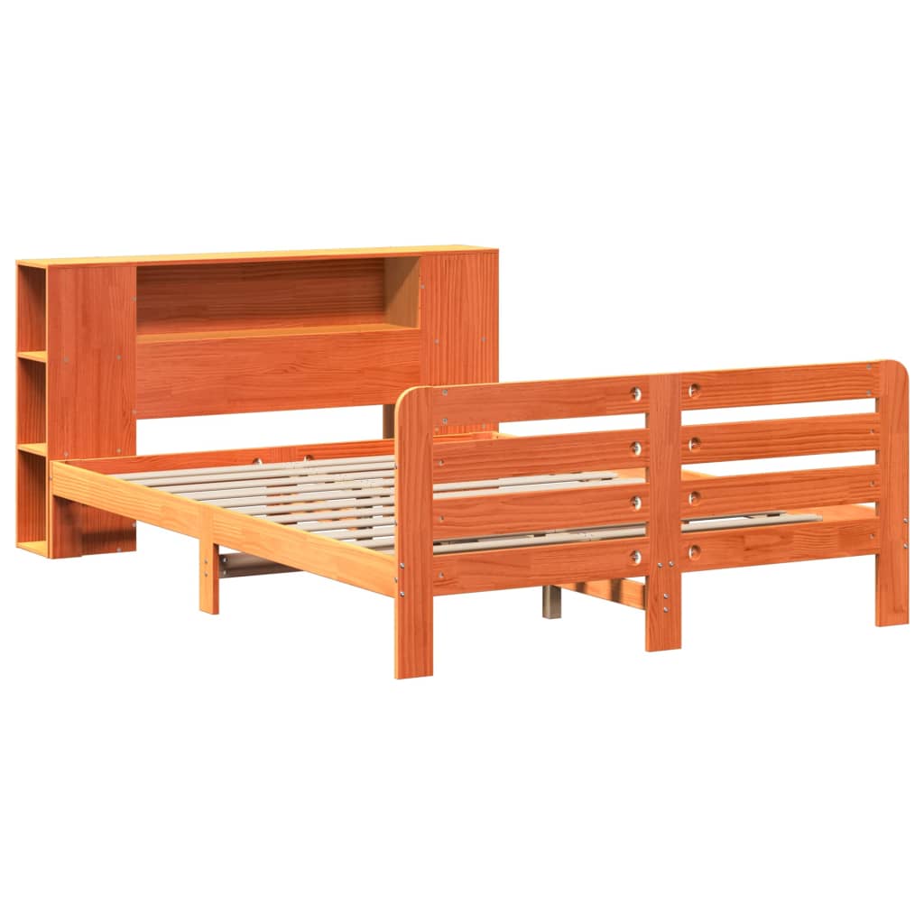 Cadre de lit sans matelas cire marron 150x200cm bois pin massif - XIOS