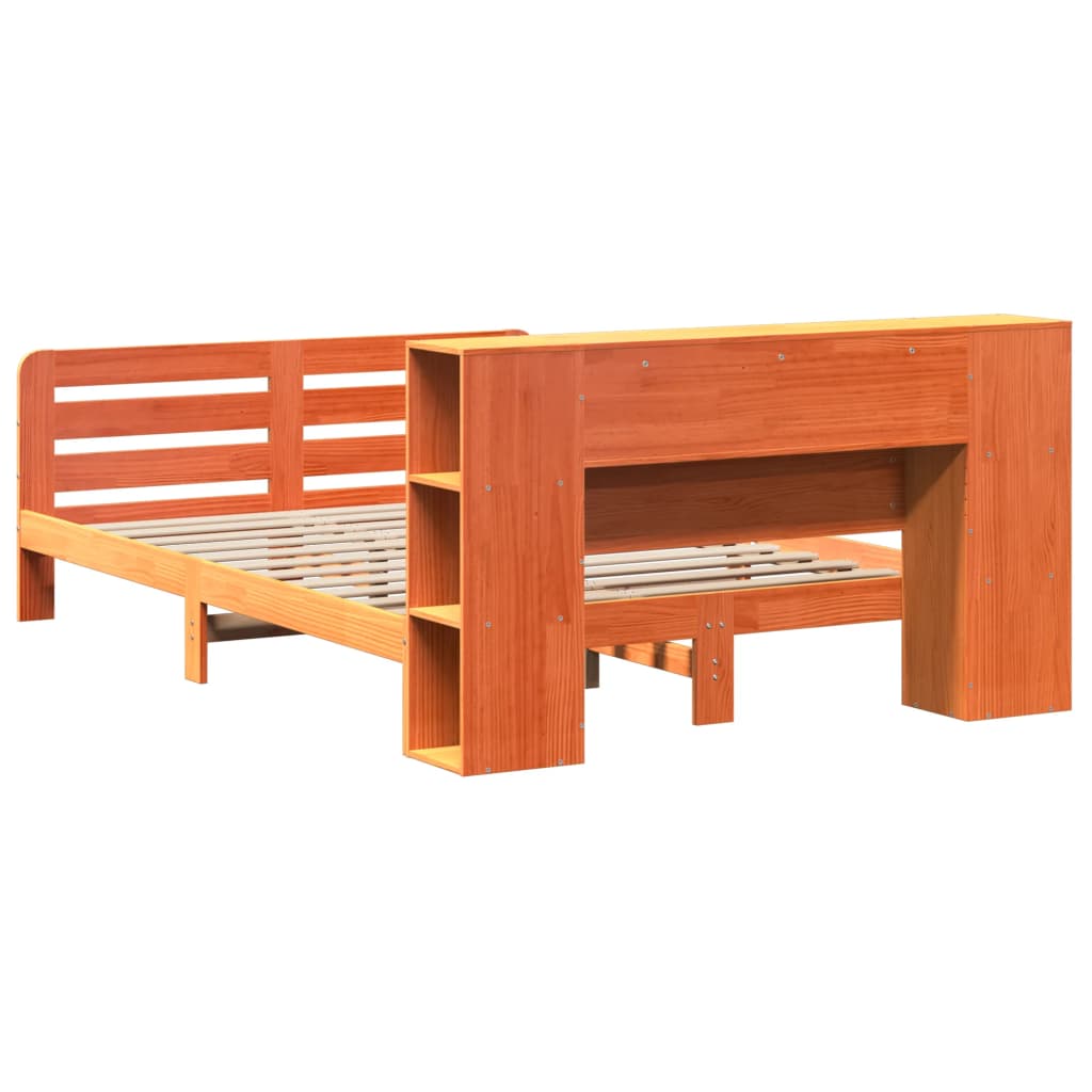 Cadre de lit sans matelas cire marron 150x200cm bois pin massif - XIOS