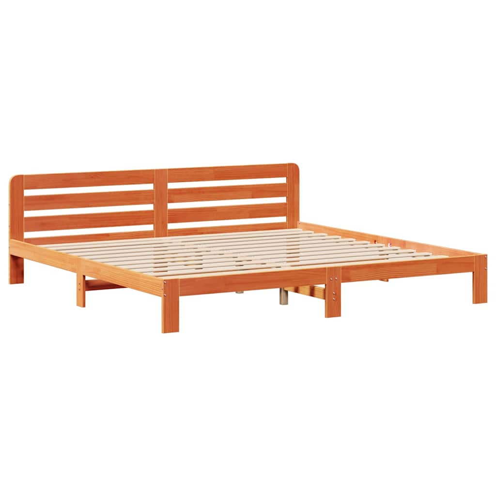Cadre de lit sans matelas cire marron 200x200cm bois pin massif - XIOS