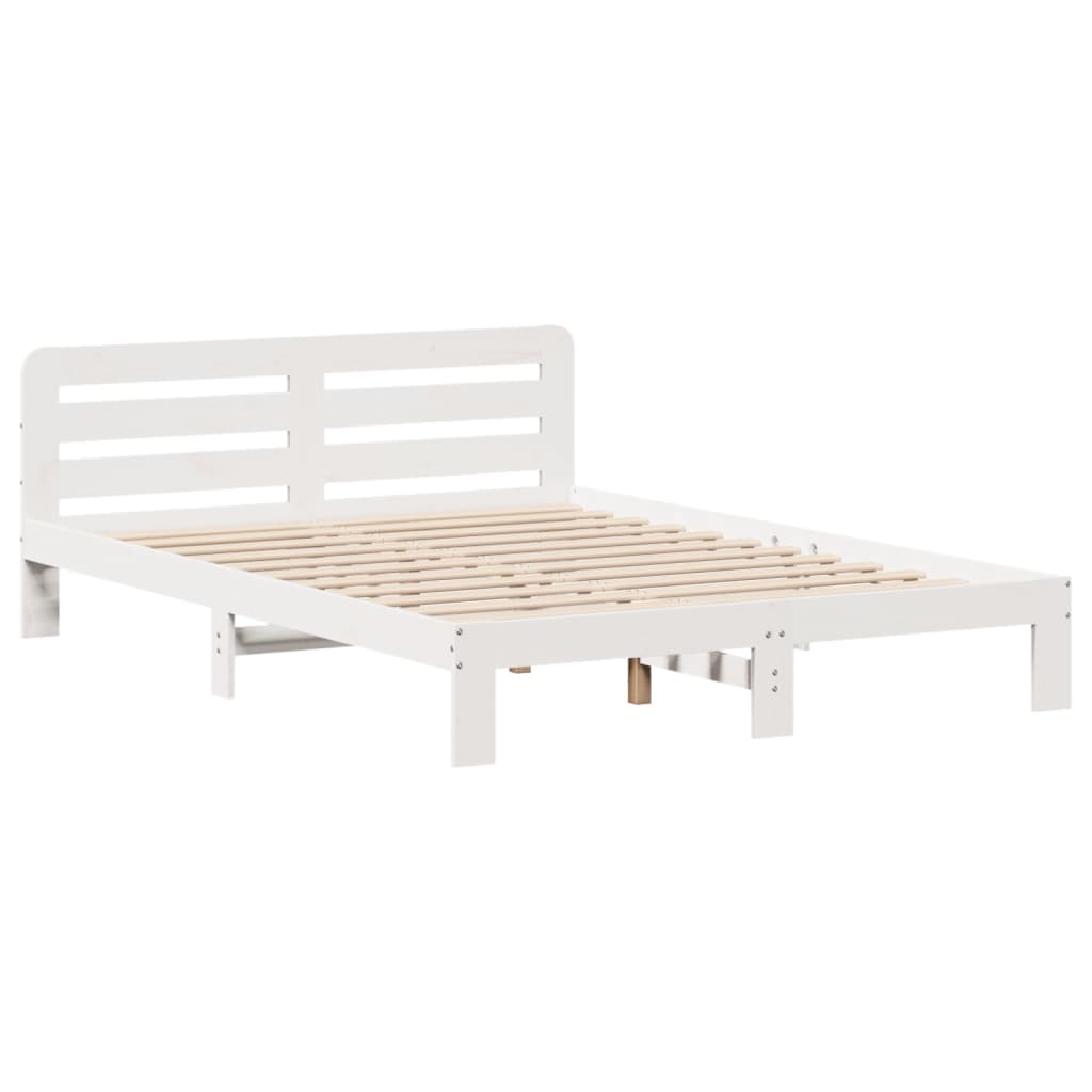 Cadre de lit sans matelas blanc 135x190 cm bois de pin massif - XIOS