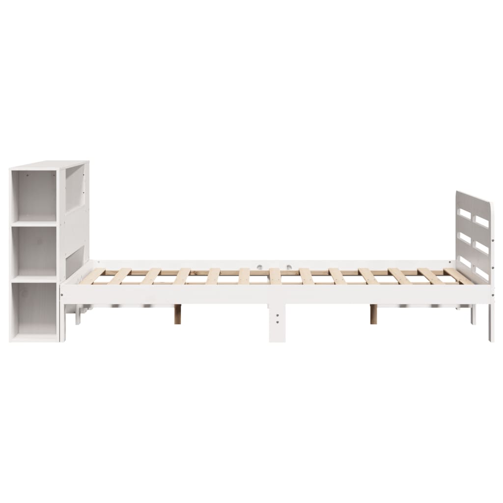 Cadre de lit sans matelas blanc 135x190 cm bois de pin massif - XIOS