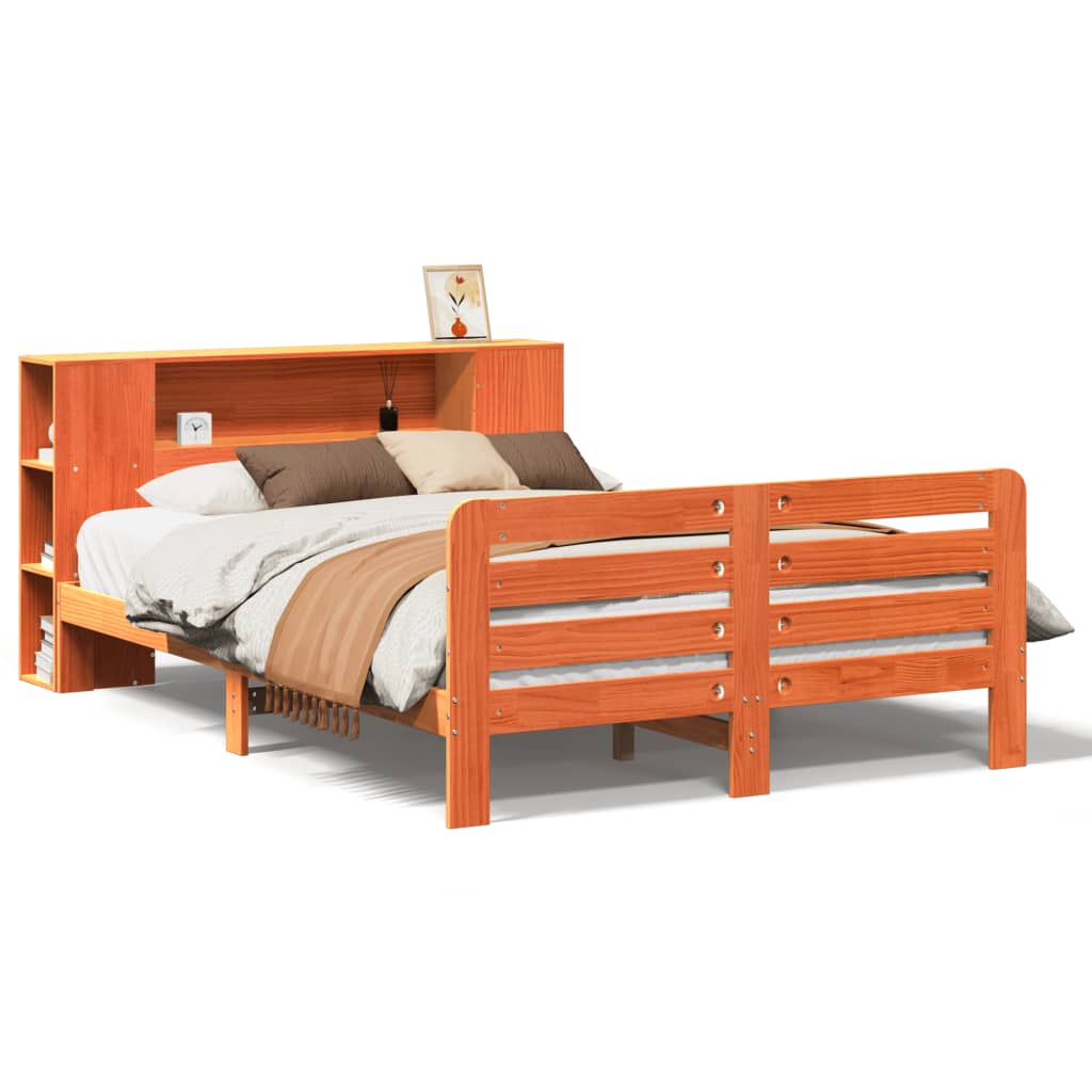 Cadre de lit sans matelas cire marron 140x190cm bois pin massif