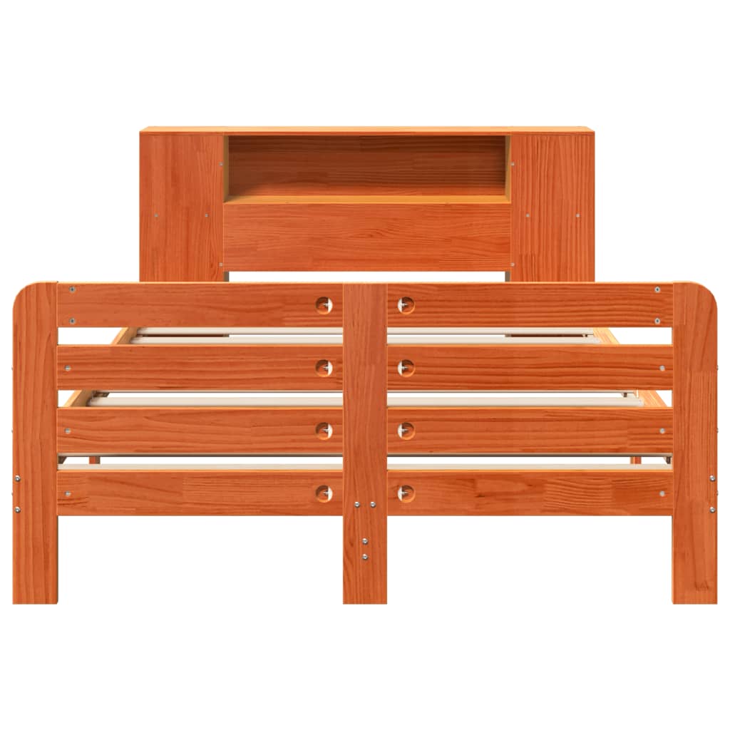 Cadre de lit sans matelas cire marron 140x190cm bois pin massif