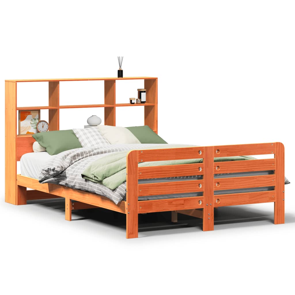 Cadre de lit sans matelas cire marron 140x200cm bois pin massif - XIOS