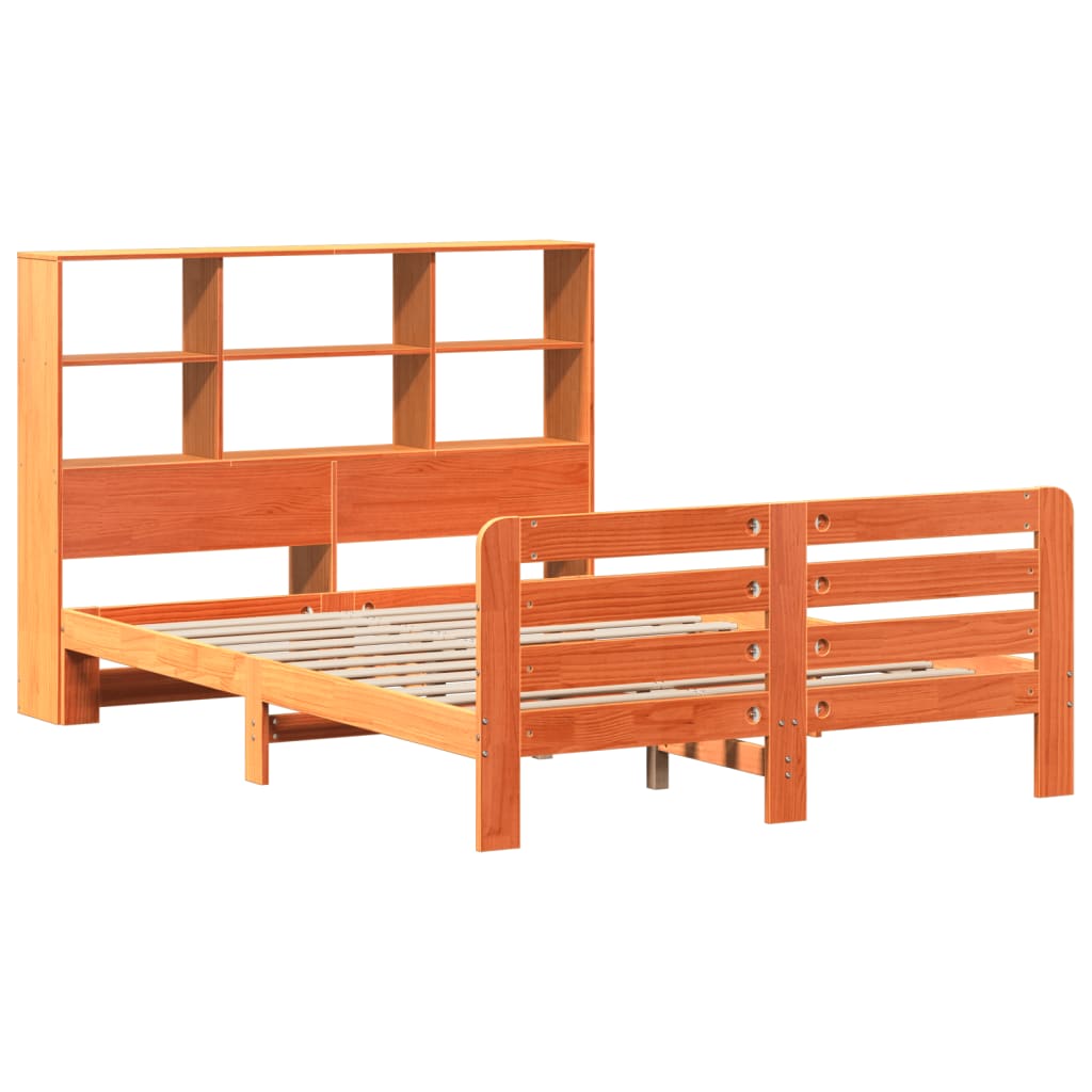 Cadre de lit sans matelas cire marron 140x200cm bois pin massif - XIOS