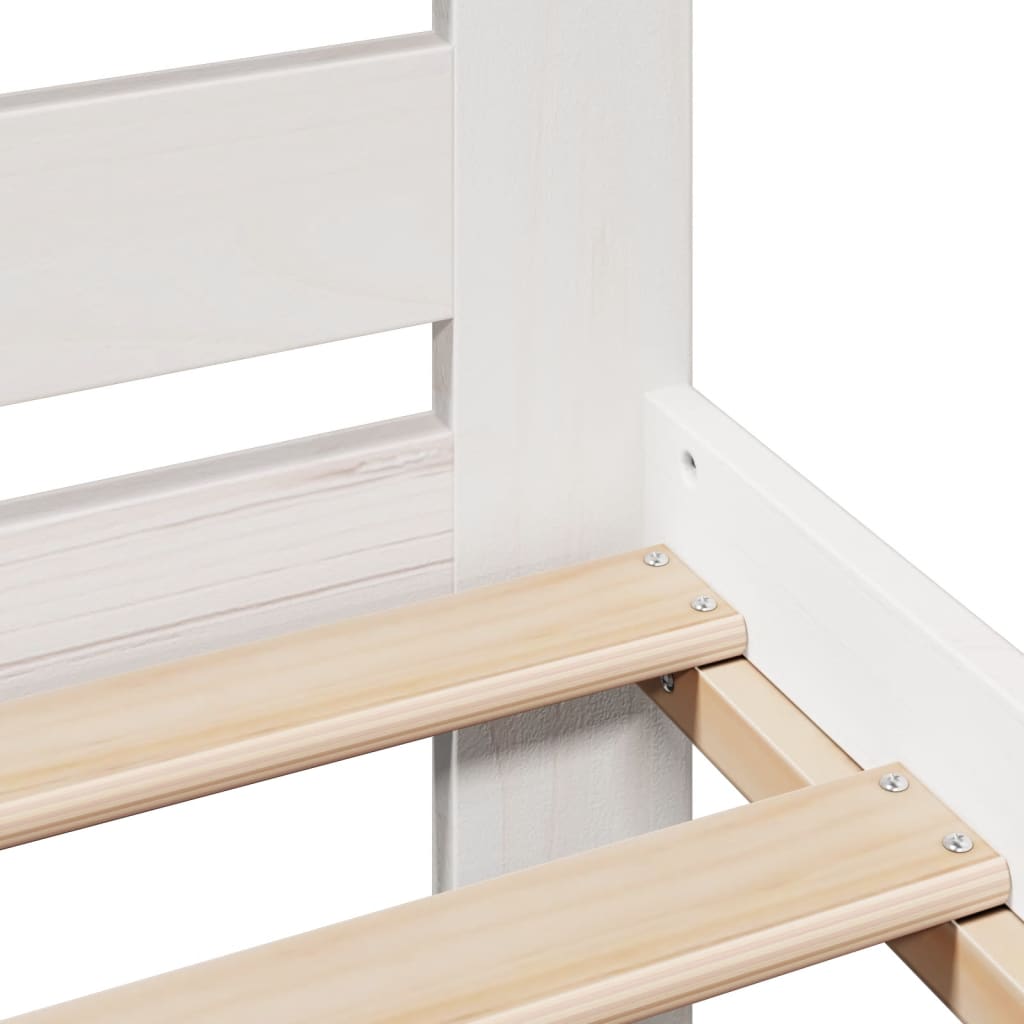 Cadre de lit sans matelas blanc 160x200 cm bois de pin massif - XIOS