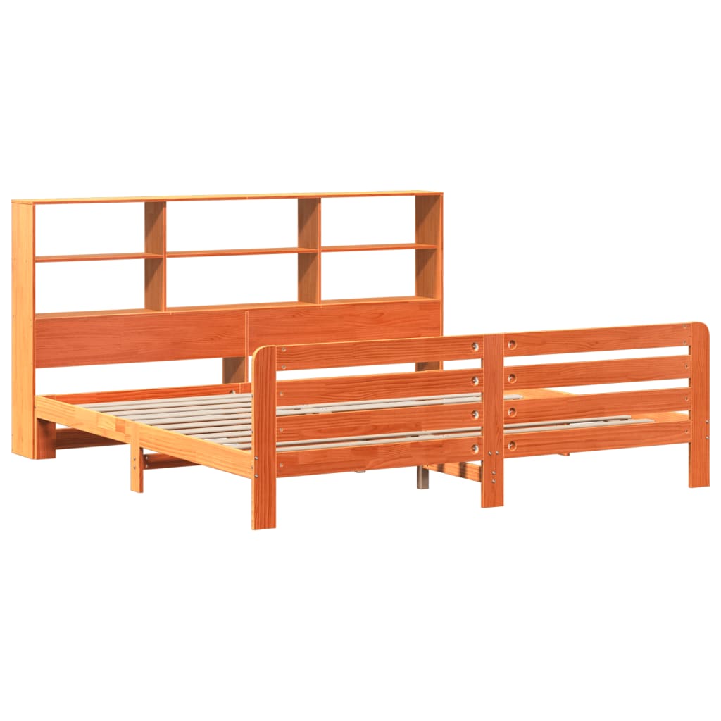 Cadre de lit sans matelas cire marron 200x200cm bois pin massif - XIOS