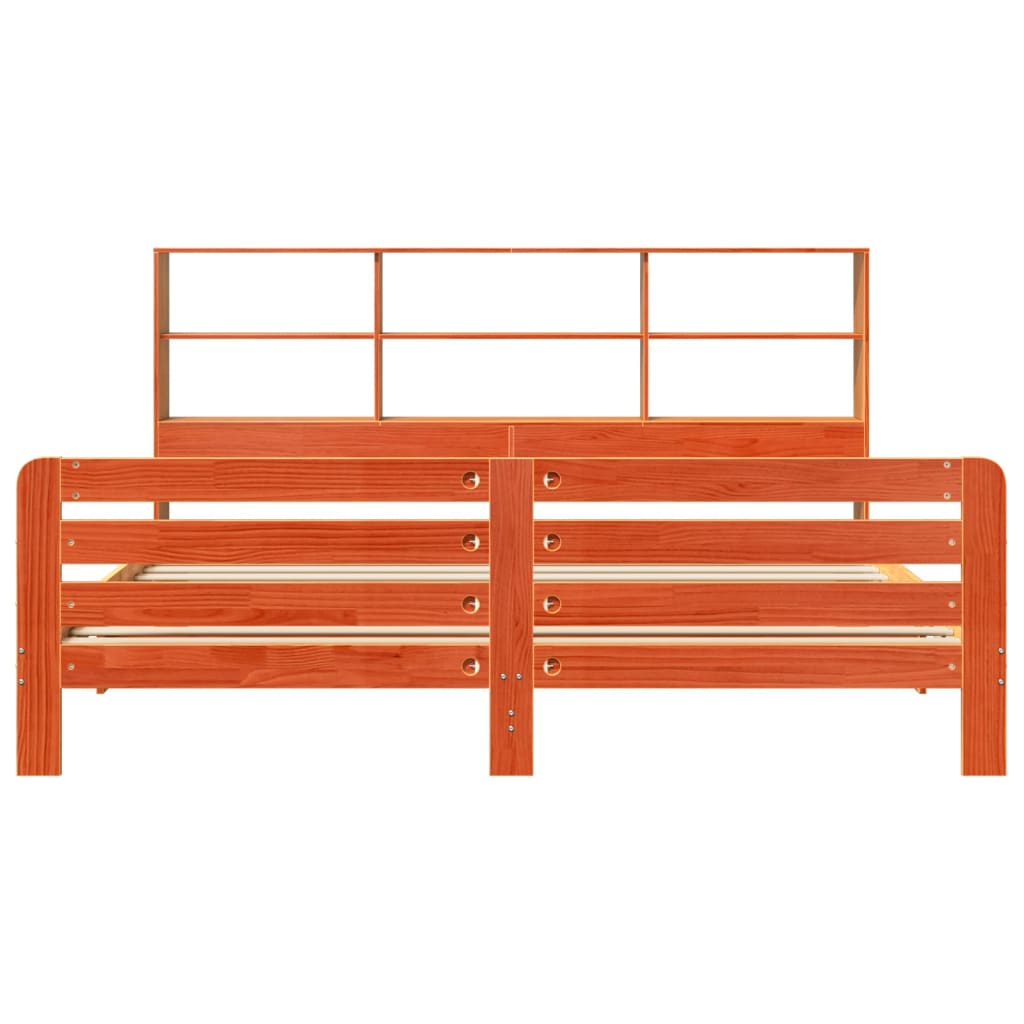 Cadre de lit sans matelas cire marron 200x200cm bois pin massif - XIOS