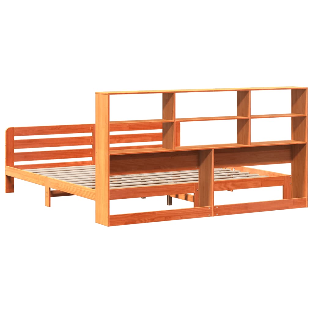 Cadre de lit sans matelas cire marron 200x200cm bois pin massif - XIOS