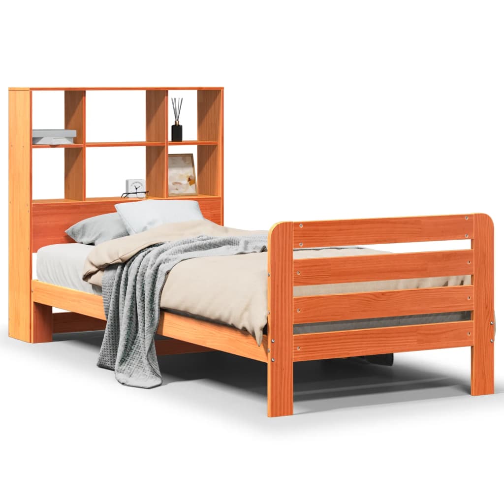 Cadre de lit sans matelas cire marron 90x190 cm bois pin massif - XIOS